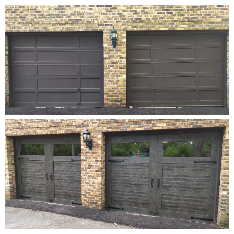 2 8x7 Canyon Ridge Insulated Carriage House Garage Doors With Faux Wood Overlays